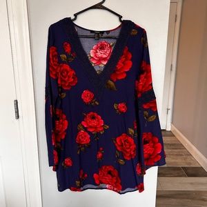 Forever 21 Navy Floral Mini Dress, Size M